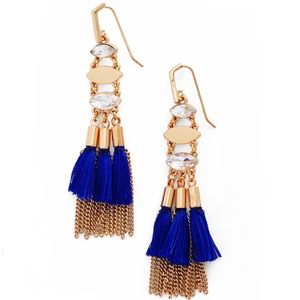 Rebecca Minkoff Cobalt Blue Tassel Statement Earrings